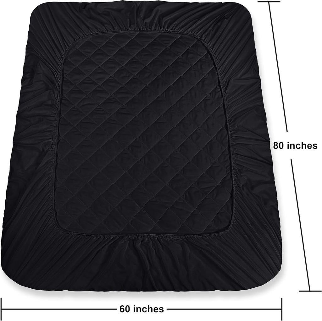 Utopia Bedding Quilted Fitted Mattress Pad - Queen Size Deep Pocket Protector | Machine Washable (Black)
