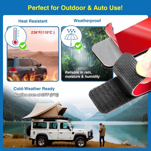 Heavy-Duty Adhesive Hook and Loop Strips by [Brand Name] - 1.2" x 3.2" Waterproof, Heat-Resistant Fastening for Indoor/Outdoor Use
