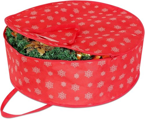 Christmas Wreath Storage Container | 30-Inch Organizer Bag with Durable Handles - Holiday Wreath Storage - 1 Pack