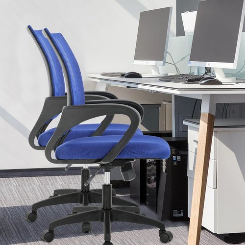 BestOffice Ergonomic Office Chair - Mid-Back Swivel Design with Breathable Backrest & Lumbar Support - Dark Blue