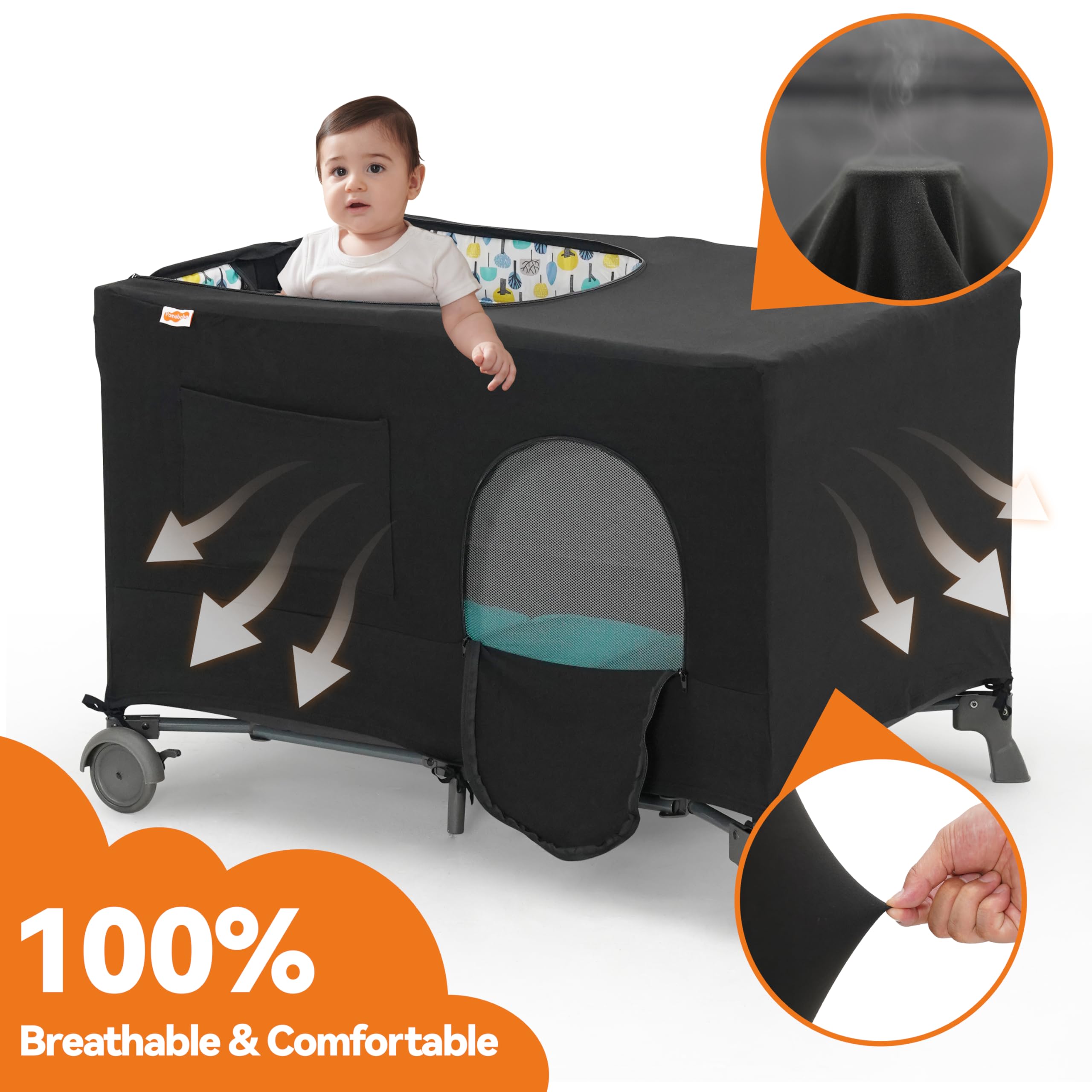 Pamo Babe Blackout Cover for Pack and Play - Baby Playard Cover, Breathable Netting for Indoor or Outdoor Tent
