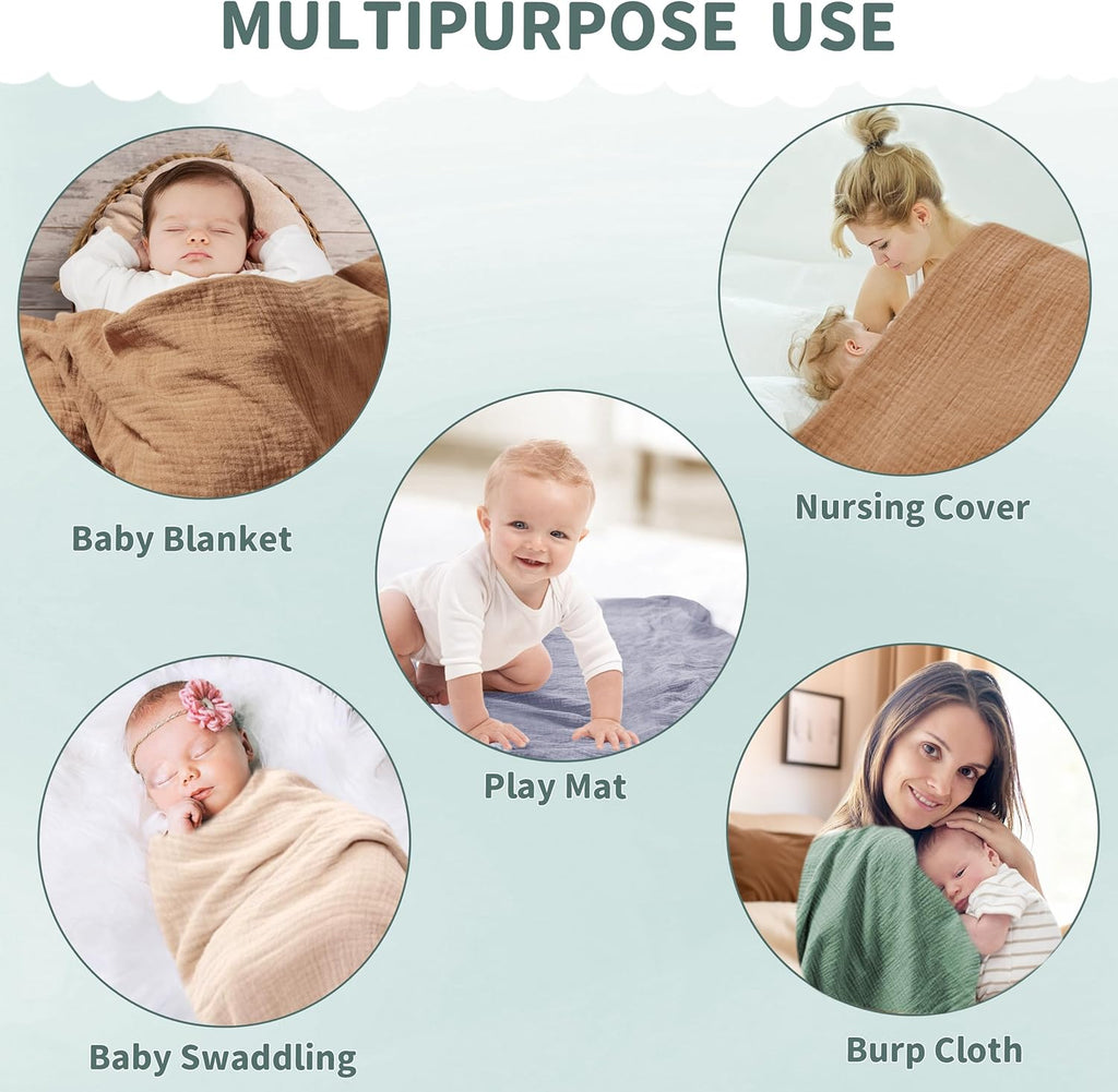 Skiennix Muslin Swaddle Blankets - Soft & Breathable 2-Pack for Newborns | Large 41 x 41 Inches (Beige & Coffee)