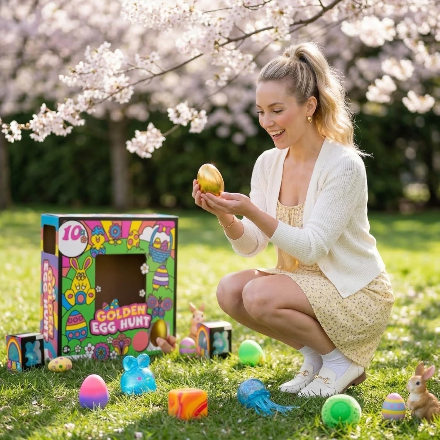 Skiennix Easter Golden Egg Treasure Hunt Set - 10-Piece Mystery Gift for Family & Friends
