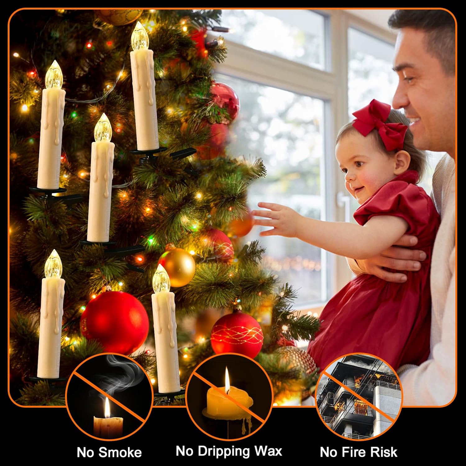 RaceGT Flameless Candles - 20Pcs Remote-Controlled LED Lights for Christmas Tree | Warm White Taper Candles