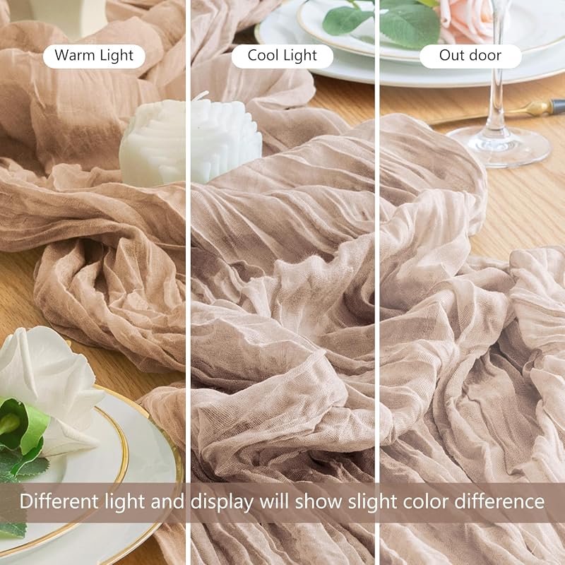 Nude Pink Cheesecloth Table Runner 10ft - Boho Gauze 4 Pack (Variation: Nude Pink+4 Pack)