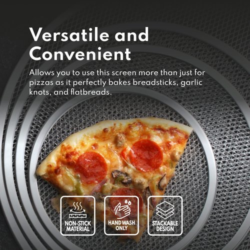 New Star Foodservice Restaurant-Grade Seamless Aluminum Pizza Baking Screen, 20 Inch, Pack of 6