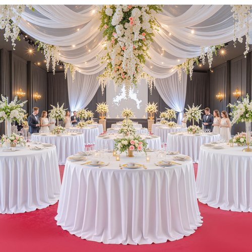 6 Pack White Round Tablecloths 108in White Round Table Cloth for Wedding Birthday Party Bridal Shower Reusable Washable Polyester Circle Table Cover for Kitchen Dining Buffet Cake Banquet Decorations