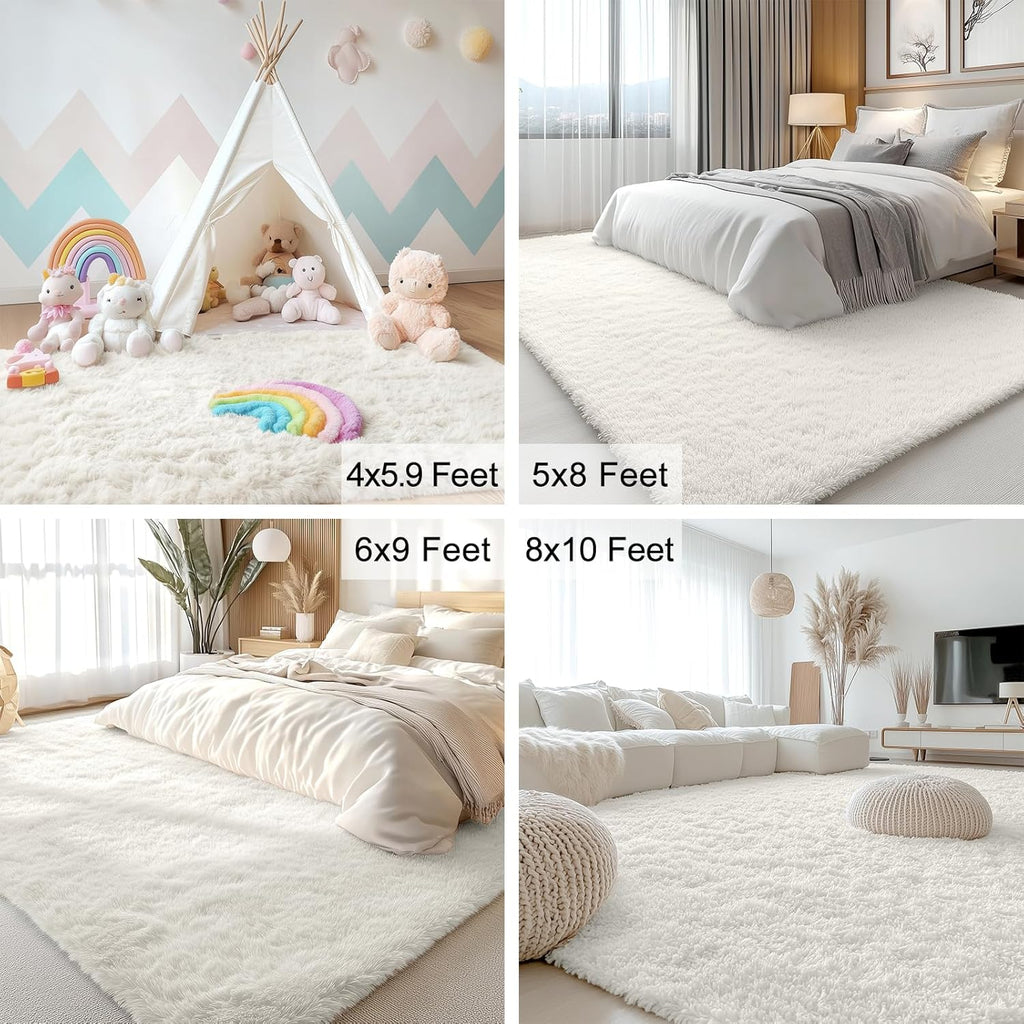 OLANLY Runner Rugs - 2x12 Machine Washable Soft Shaggy Carpet for Hallway & Bedroom | Ivory