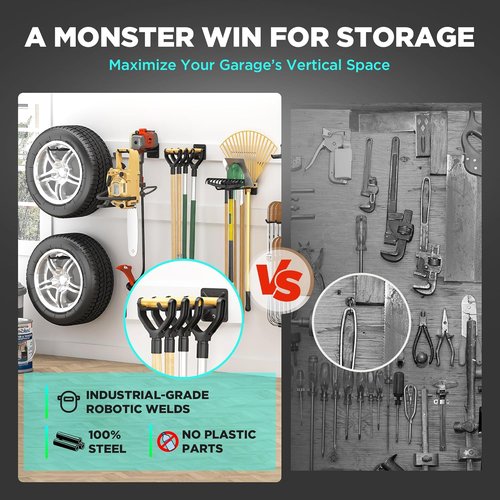 **Heavy Duty Garage Hooks by [Brand Name] - 12.4 Inch Wall Mount Hangers | Max Load 200 lbs for Ladders, Tools & More**