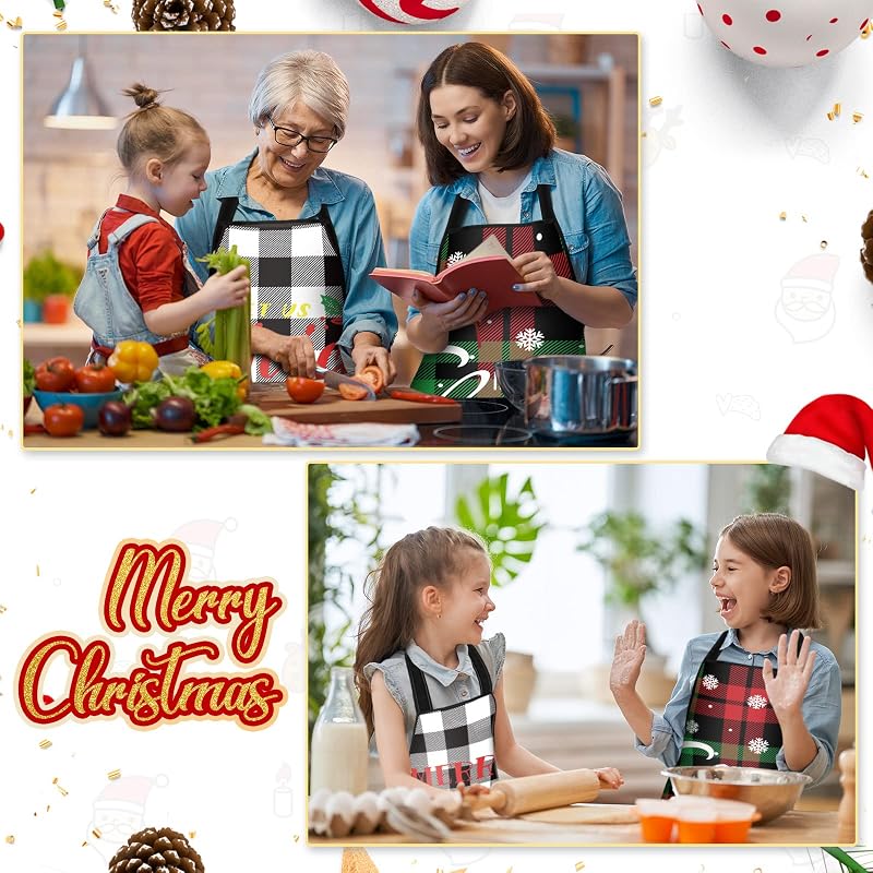 Jeyiour 6-Piece Christmas Apron Set for Women - Cute Style Variation