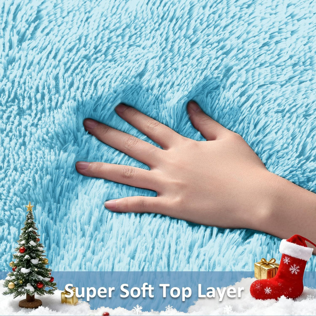 Ophanie Light Blue Area Rug - Soft Plush Shaggy Carpet for Living Room & Kids' Nursery | 5x8 Size