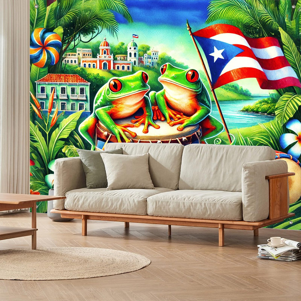 BlissYard Puerto Rico Flag Backdrop Party Decor 8x6ft Puerto Rico Party Photography Background Banner 8x6ft Indoor Outdoor Porch Sign Festivals Wall Backdrop for Home and Events