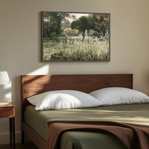 **Framed Landscape Wall Art - Vintage Farmhouse Canvas Artwork for Living Room | 24x36 Inches**