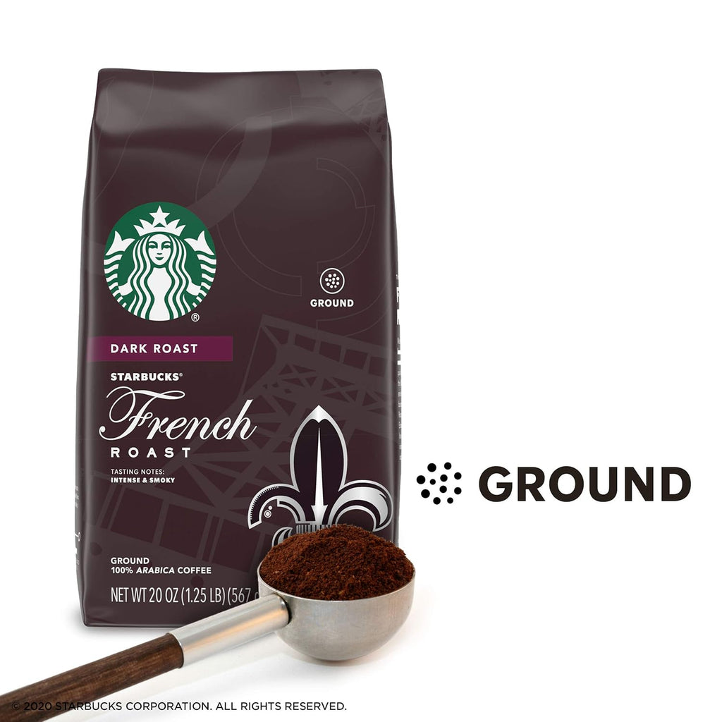 Starbucks Dark Roast Ground Coffee - French Roast - 100% Arabica - 6 Bags (20 Oz. Each)