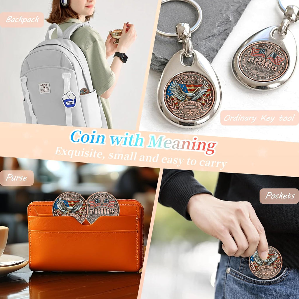 Military Challenge Coins - Thank You for Your Service Veteran Medallions | Patriotic Gifts for Army Soldiers