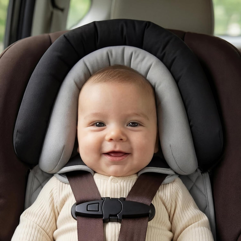 Pro Goleem Infant Car Seat Head Support - Soft 2-in-1 Insert for Newborns | Gray & Black