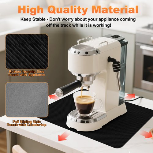 14" x 10" Small Appliance Slider for Countertop, Sliding Tray for Kitchen Appliances, 360° Rotating Sliding Pad for Coffee Maker, Heat Resistant Mat Cut to Fit Stand Mixer, Air Fryer, Microwave