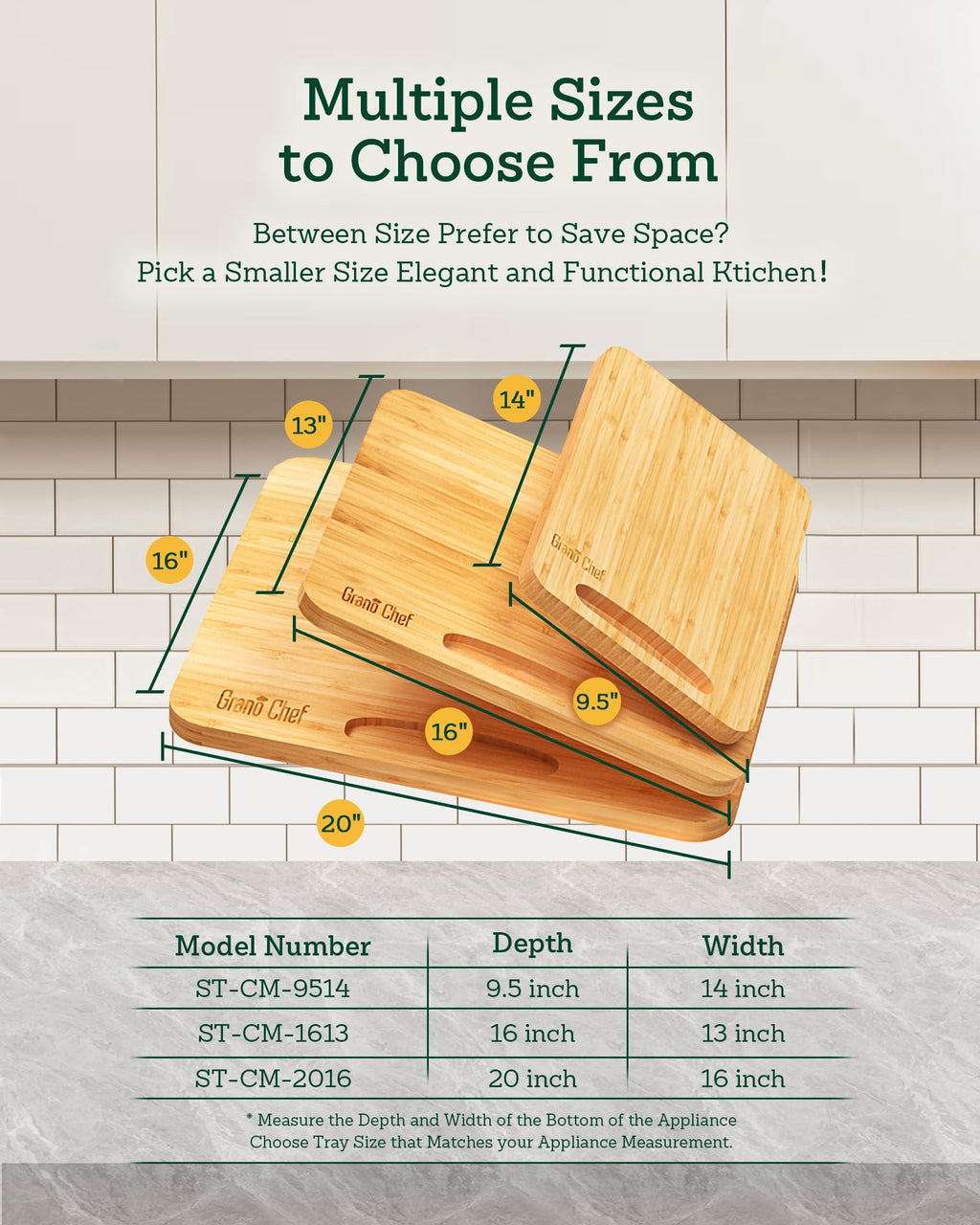 Bamboo Appliance Slider, Sliding Tray for Coffee Maker, Kitchen Countertop Appliance Rolling Tray, Coffee Pot Slider Tray with Rubber Wheels, Biggest (20"D x 16"W)