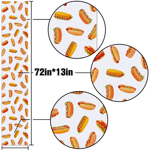 Buxiuer Hot Dog Table Runner Hot Dog Birthday Party Decorations A Weenie Bit Older Dining Room Home Kitchen Table Decor (13" x 72")