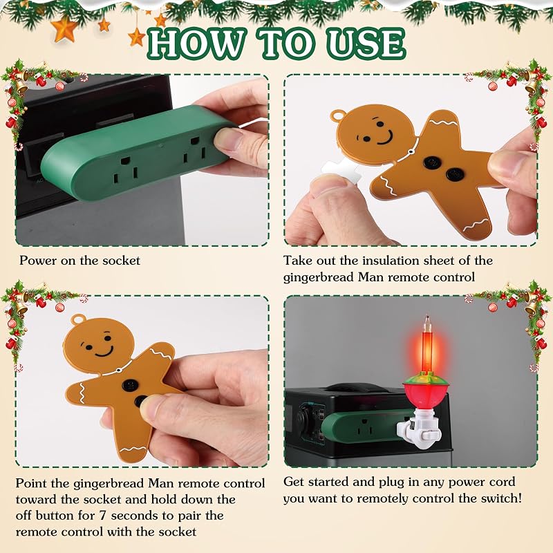 Gingerbread Man Wireless Remote Switch for Christmas Tree Lights - 1 Pack