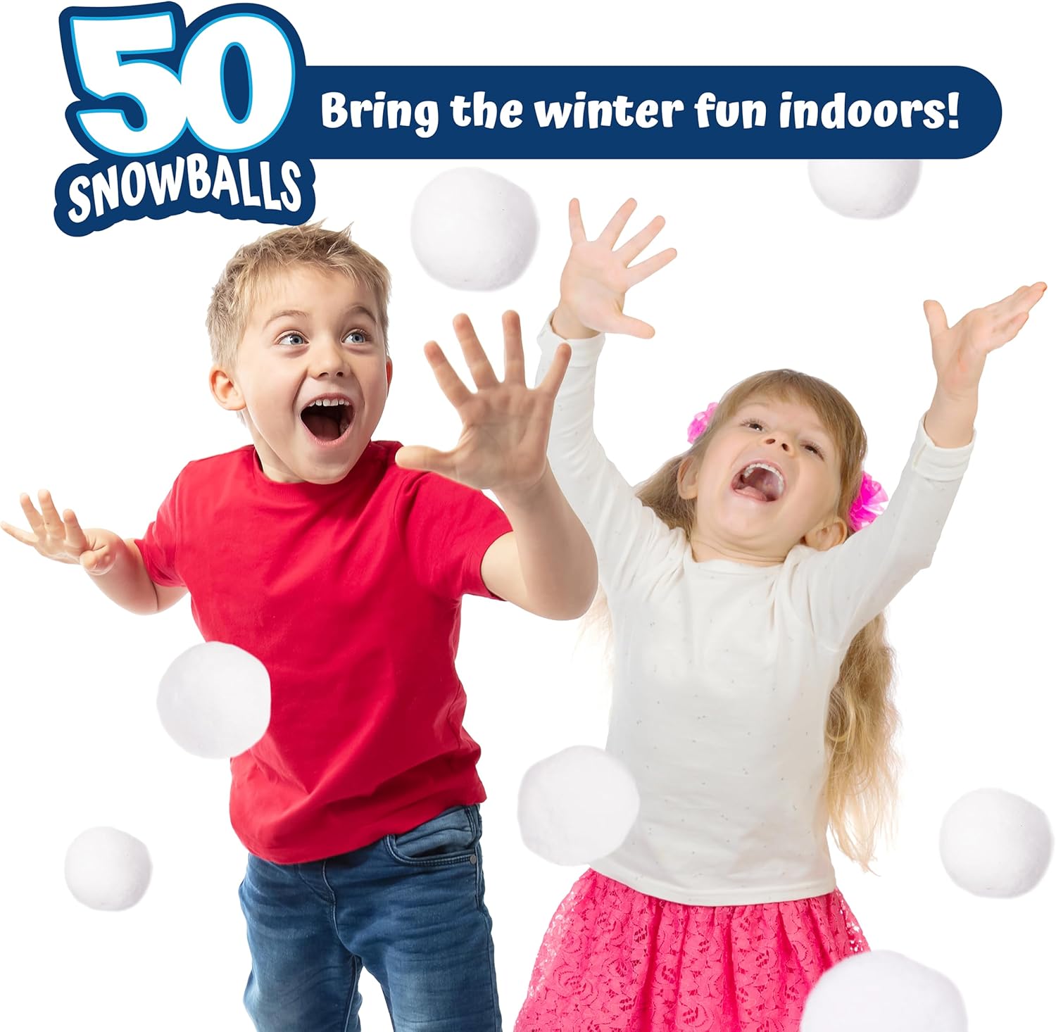 Narwhal Novelties 50 Pack Fun Fake Snowballs - 2-Inch Artificial Snowballs for Indoor/Outdoor Play | Perfect for Winter Games & Decorations