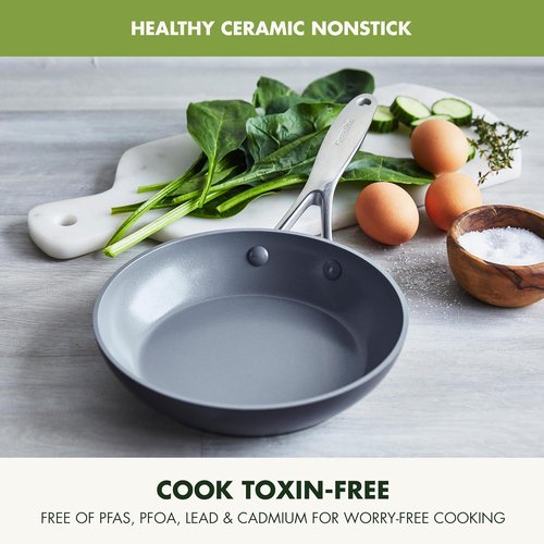 GreenPan Valencia Pro 8" Frying Pan - Healthy Ceramic Nonstick, PFAS-Free, Induction & Dishwasher Safe, Gray