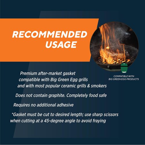 Rutland 99N17 Big Green Egg Replacement Gasket, High Temperature Clean Burn Gasket Kit, Fits XL & XXL, Fiberglass, 17 ft