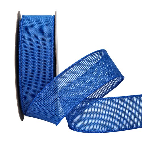SDZMDL Burlap Wired Ribbon 1-1/2 Inchx20 Yards, Ribbon with Wire Edge for Valentine's Day Big Bow, Wreath, Tree Decoration.(Royal Blue)