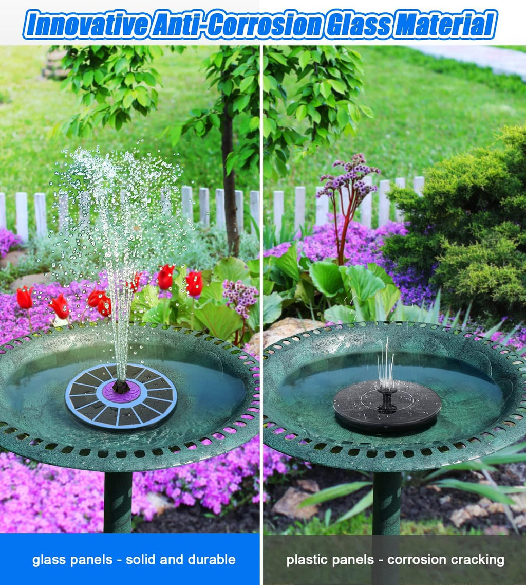 SZMP Solar Fountain - 3.5W Solar Powered Bird Bath Water Fountain with 7 Nozzles & 4 Fixers | Blue