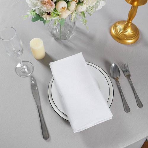 Cloth Napkins 17x17 inch Washable Polyester Dinner Napkins Soft Table Napkins for Wedding Party Dining Banquet(White,100PCS)