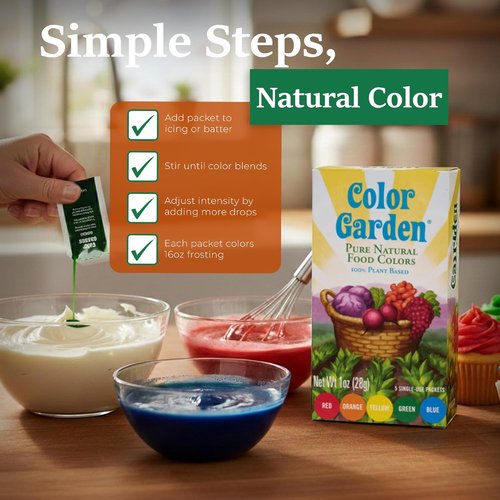 Color Garden Pure Natural Food Coloring - Plant-Based, Vegan, Non-Toxic Liquid Dye | 5 Ct, 1 Oz