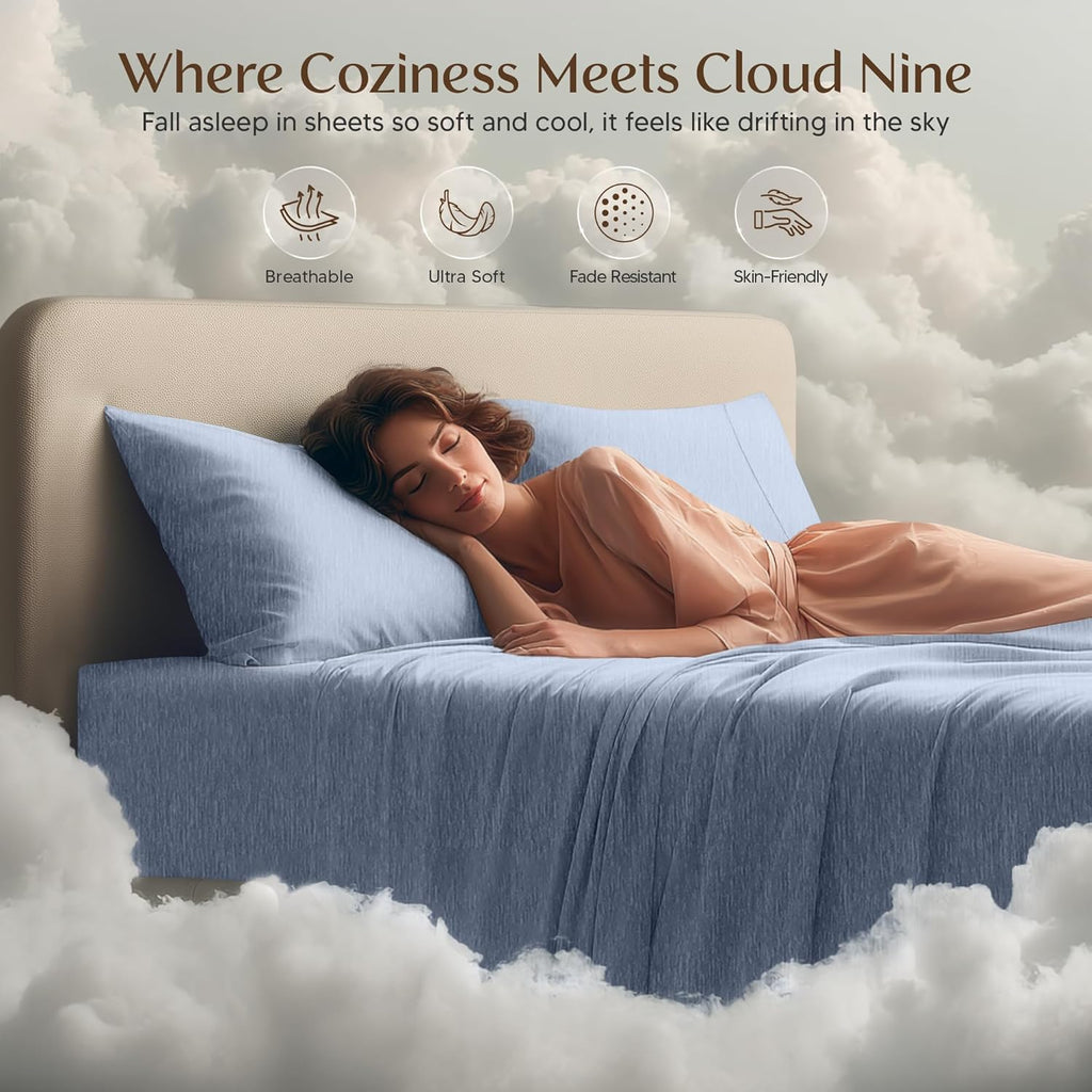 Utopia Bedding Queen Size Sheet Set - Soft, Breathable Microfiber - 4-Piece in Heather Navy