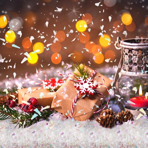 Kasyat Artificial Snow Powder | Christmas Twinkles Decoration | 600g White & AB Color Flakes