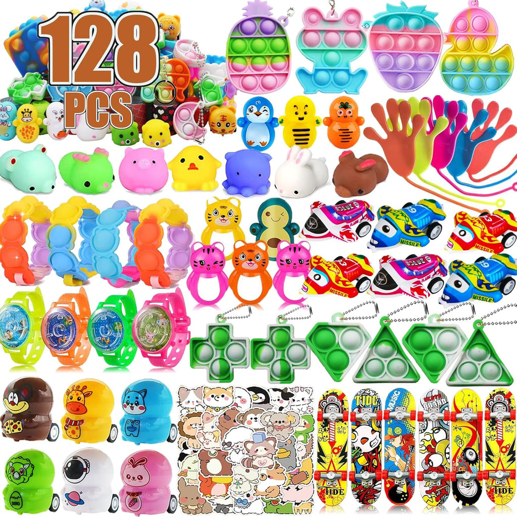 Mctuoba 128 Pcs Fidget Toys Set - Fun Party Favors & Goodie Bag Fillers for Kids Ages 4-8