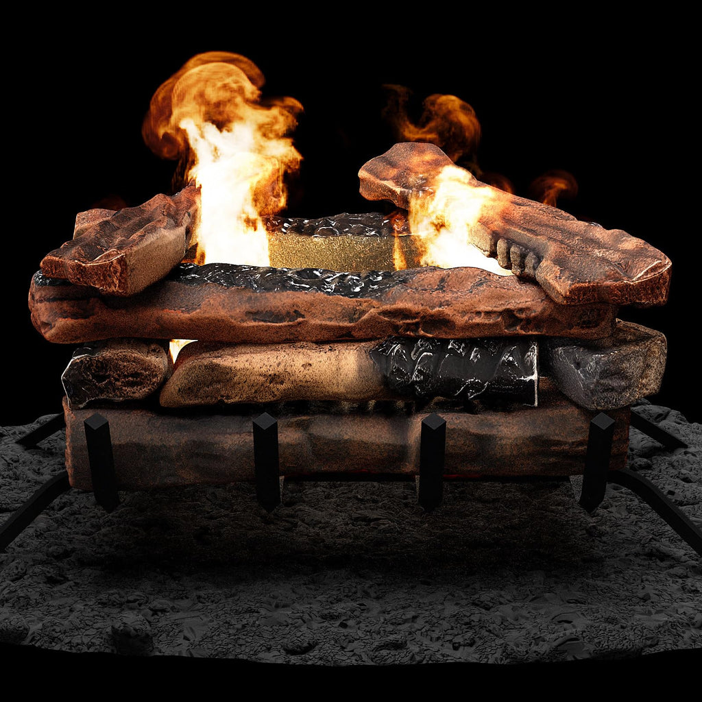 OBOLIS 10 Pcs Ceramic Gas Fireplace Logs, Premium Heat-Resistant Wood Log Gas Realistic Logs for Indoor or Outdoor Fireplaces,Perfect for Holidays,Christmas Ambiance