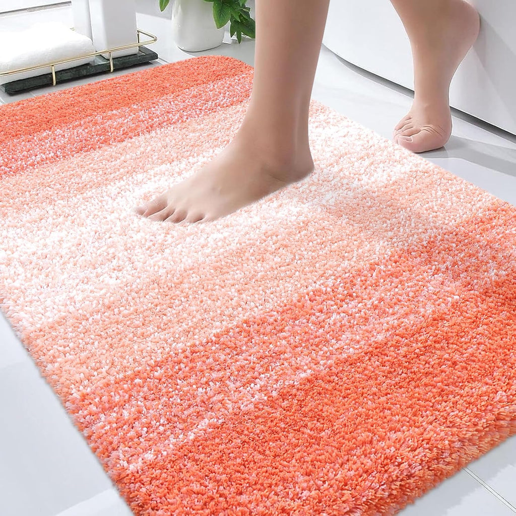 OLANLY Bathroom Rugs - Extra Soft Microfiber Mat | 36x24, Quick Dry, Rubber Backing, Coral Color