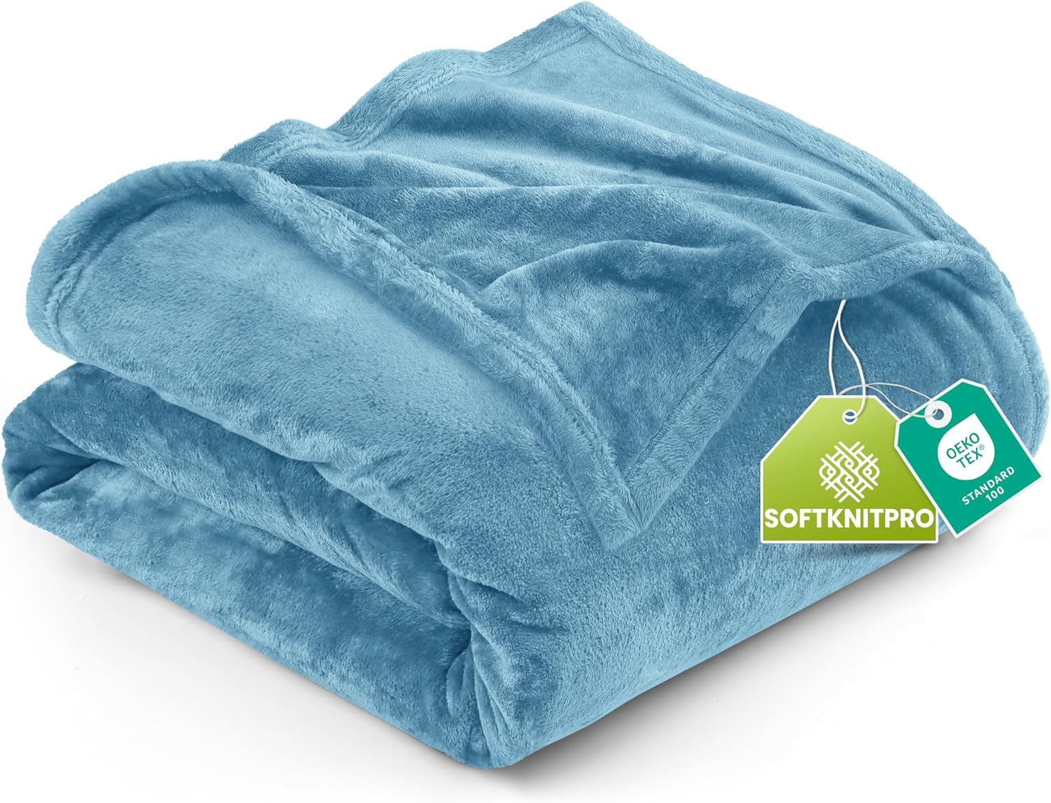 Utopia Bedding Fleece Blanket - Luxury Soft Anti-Static Microfiber | Queen Size, Washed Blue (90x90 Inch)