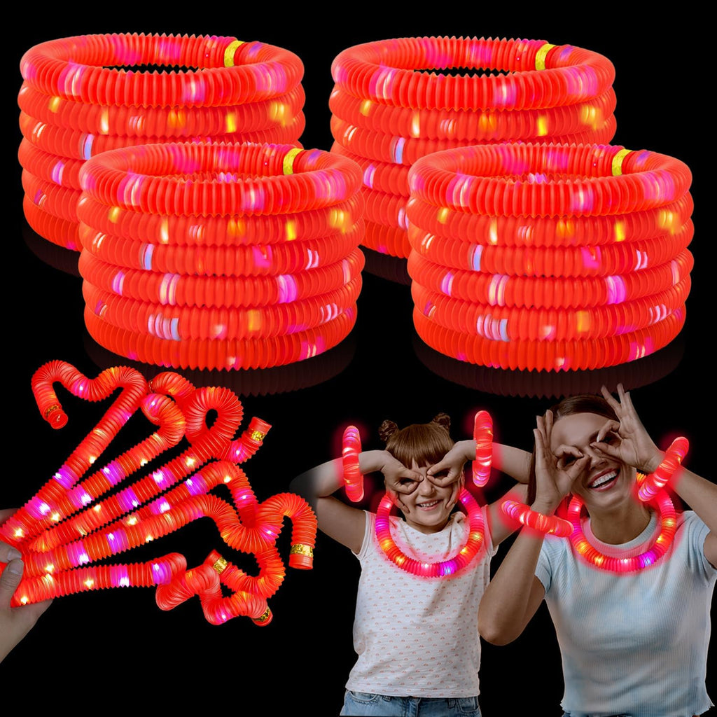 Red Graduation Glow Sticks by Glow Party | 24 PCS Light Up Bracelets & Necklaces for Kids