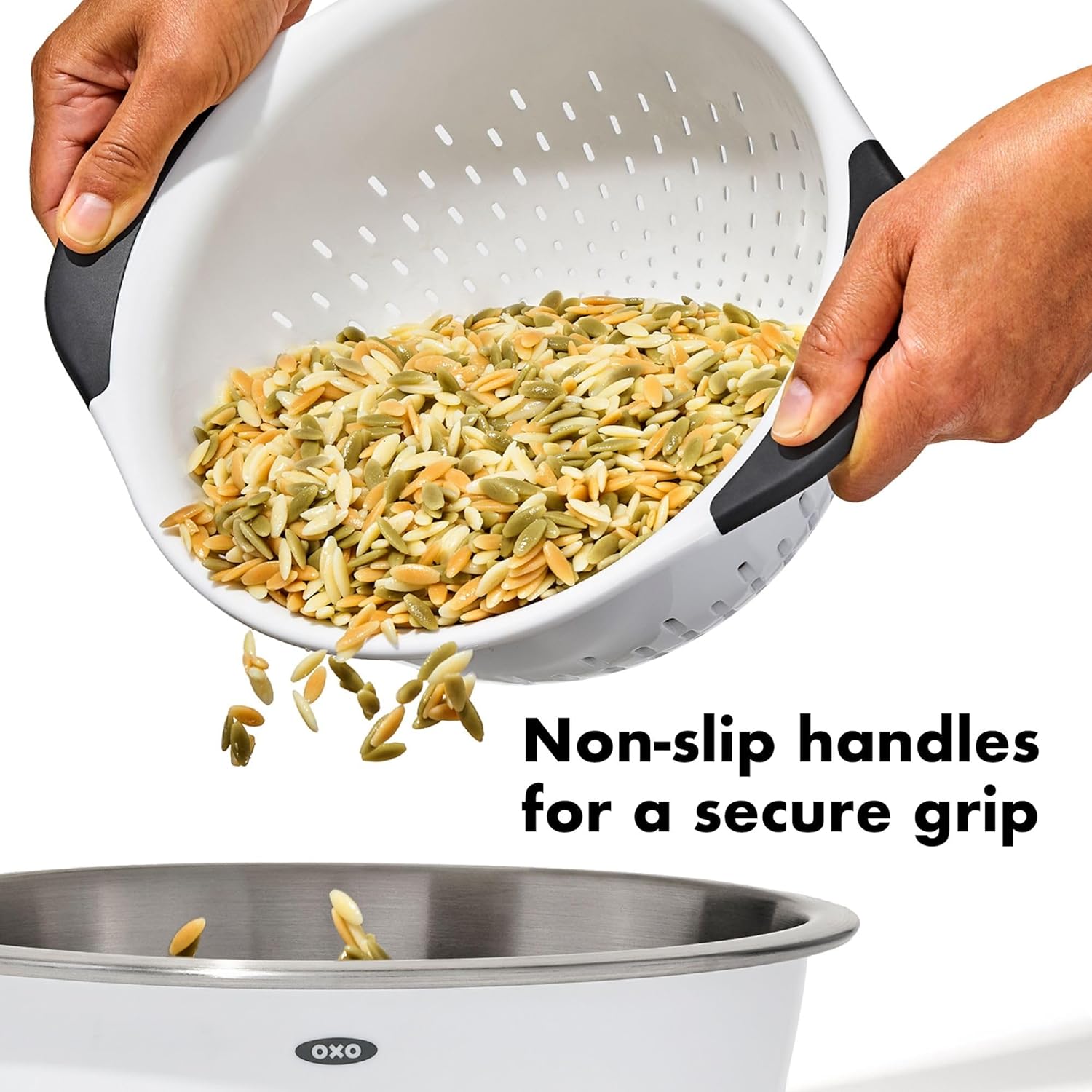 OXO Good Grips 3 QT Plastic Colander - Durable Kitchen Strainer for Effortless Food Preparation