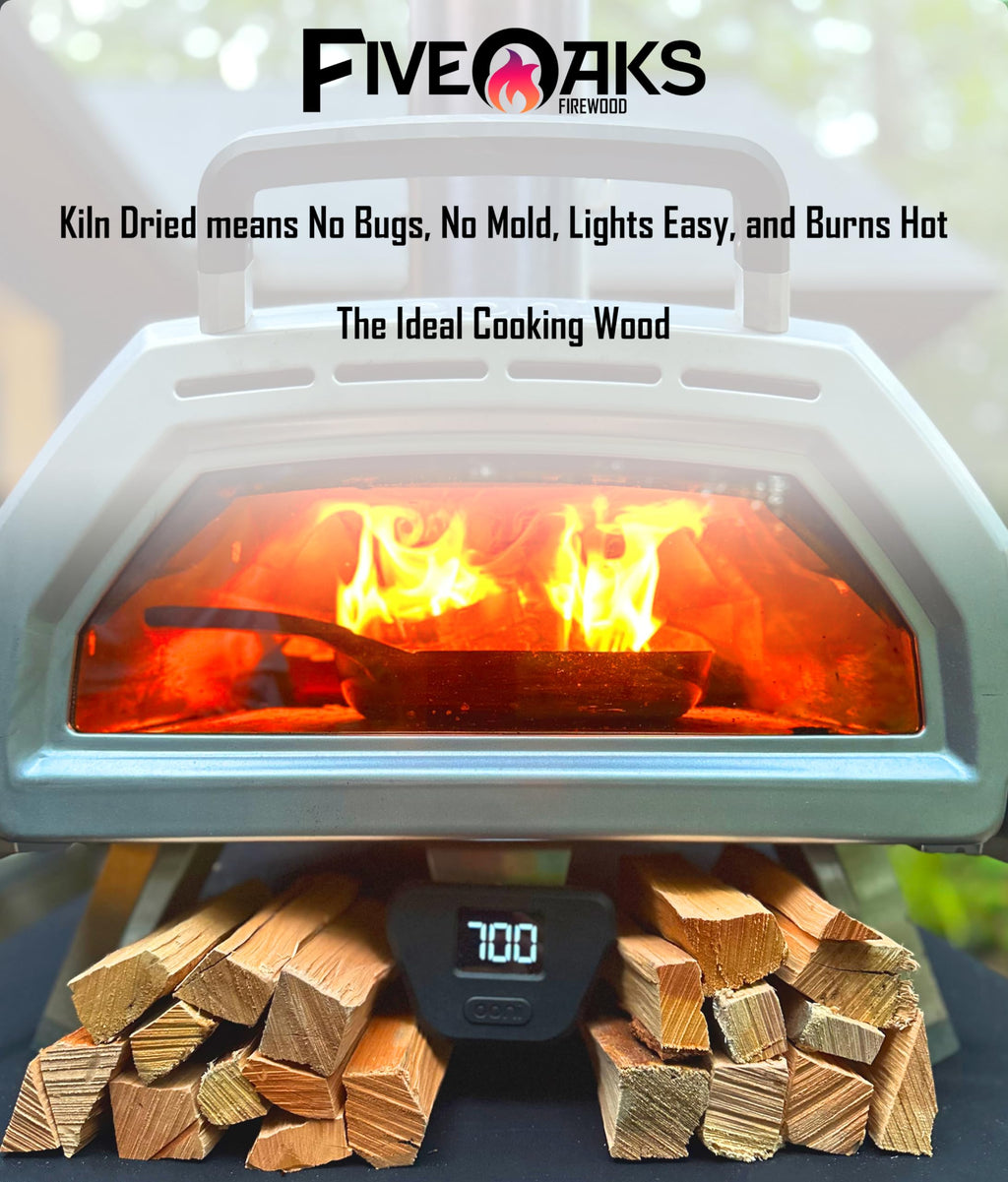 FiveOaks Firewood Kiln Dried Oak Pizza Oven Wood, Mini 5 Inch Cooking Wood for Ooni, Gozney, Bertello Pizza Ovens, Solo Stove & More - Approx 14lbs Product of USA (1,000 Cubic Inches)