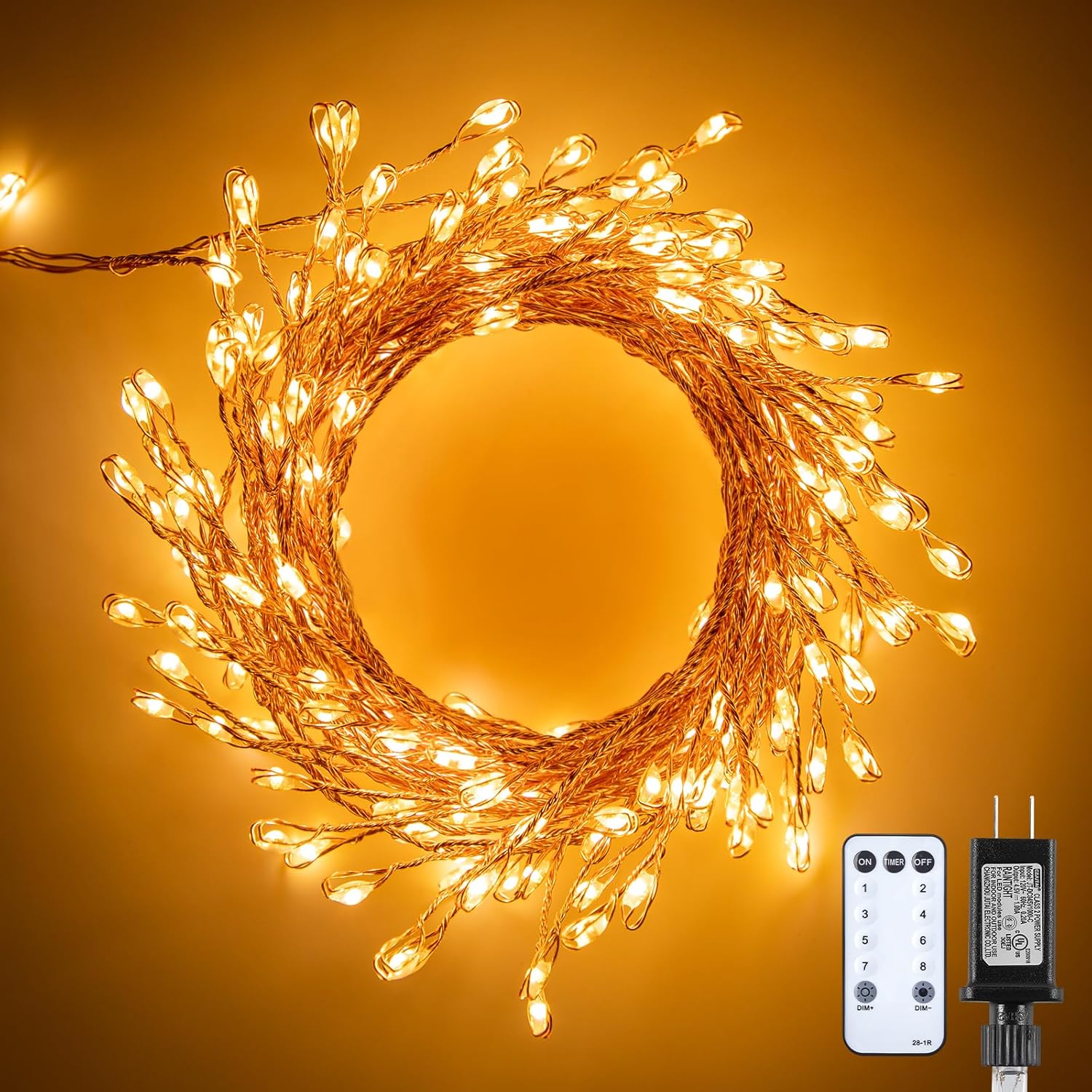 Skiennix 200 LED Fairy Lights - 10Ft Waterproof Copper Wire String Lights with 8 Modes | Warm White