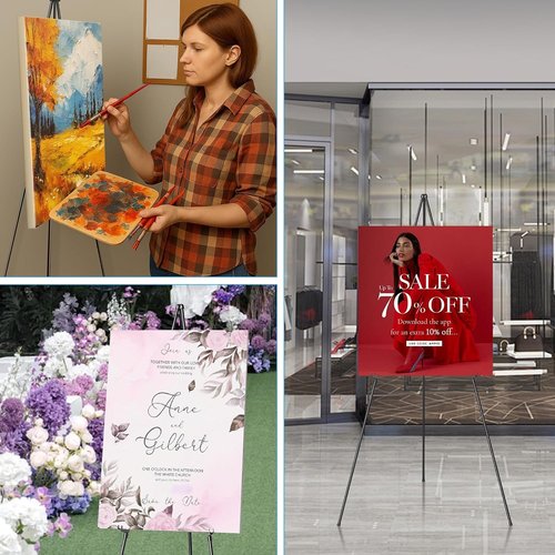Folding Display Easel Stand - 63" Tall Adjustable Telescoping Art Easel | Easy Assembly, 1 Pack