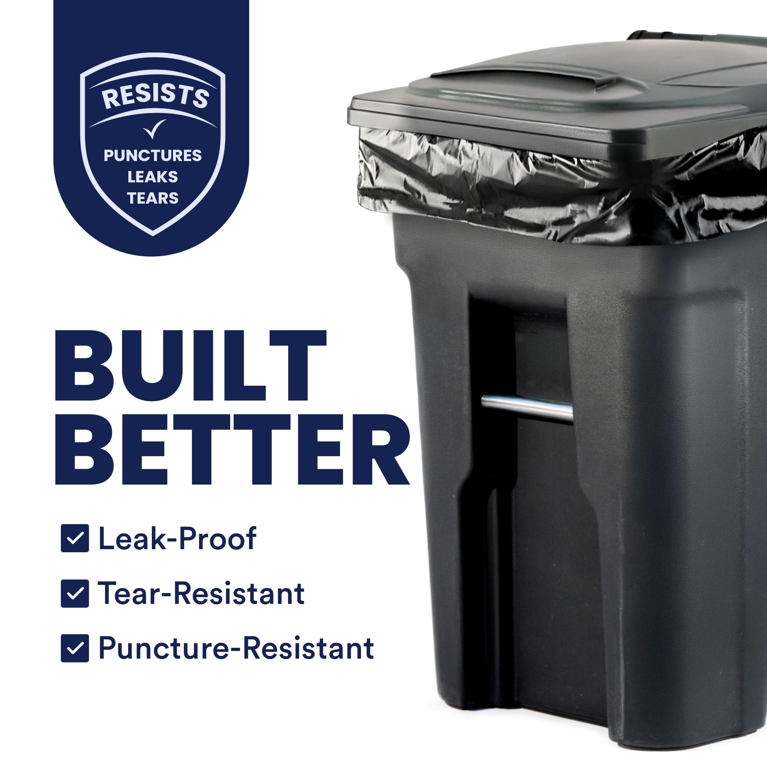 Plasticplace 65 Gallon Trash Bags │ 3.0 Mil │ Black Heavy Duty Garbage Can Liners │ 50” X 48” (50Count)