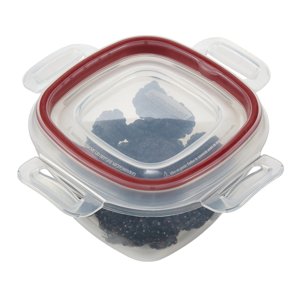 Rubbermaid Lock-Its Square Food Storage Container with Easy Find Lid, 2 Cup, Racer Red
