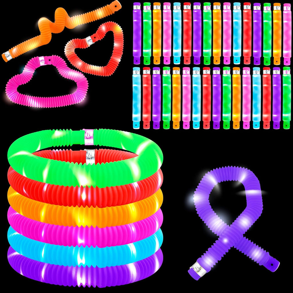 Skiennix LED Glow Sticks - 42 Pcs Light Up Tubes for Kids' Birthday Parties & Concerts | Glow in The Dark