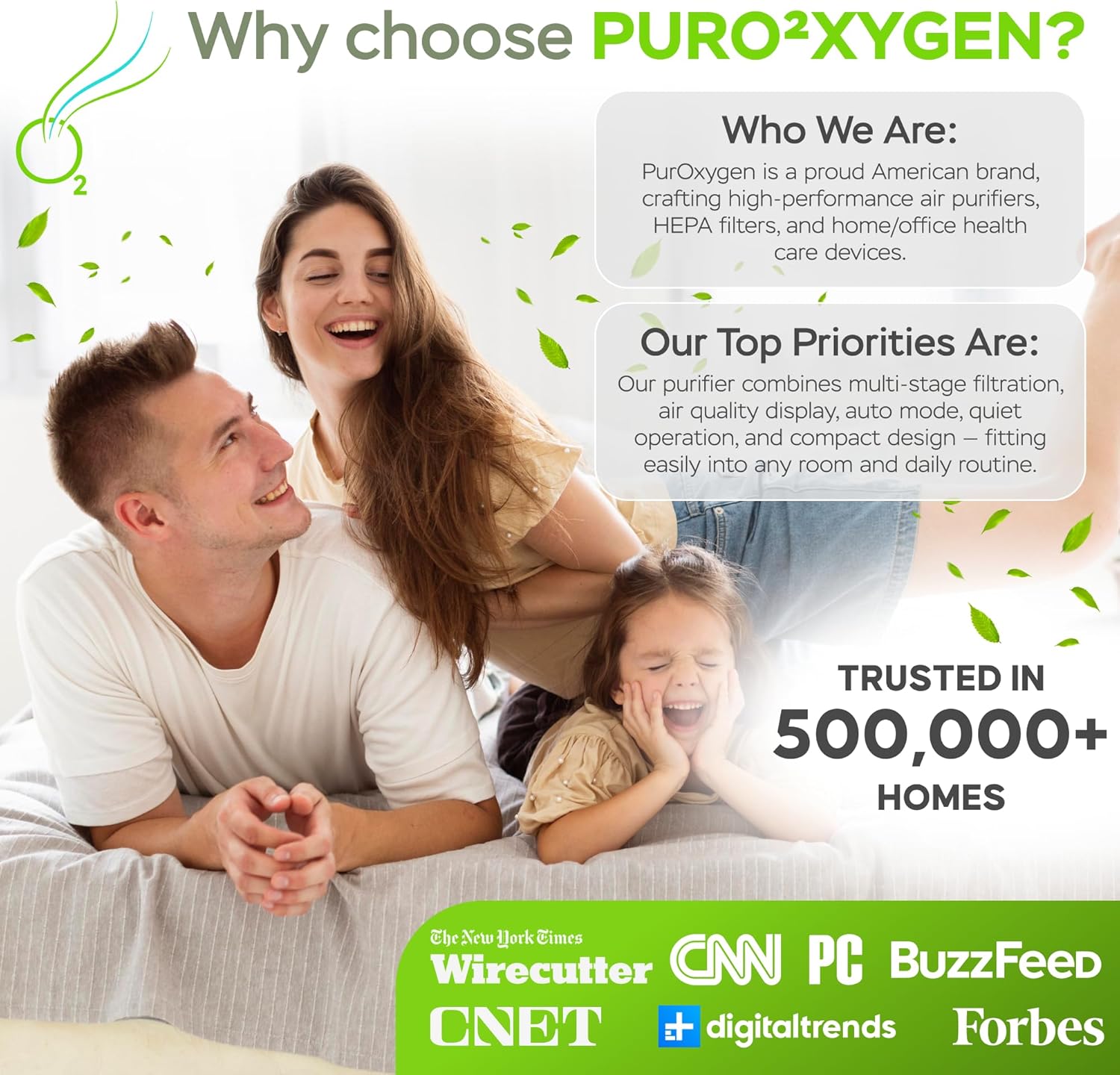 PURO²XYGEN Smart Air Purifier - Large Room Coverage Up to 2700 Sq Ft | H13 HEPA Filter, WiFi App, Quiet Operation for Smoke, Pollen, Pet Hair, Dust