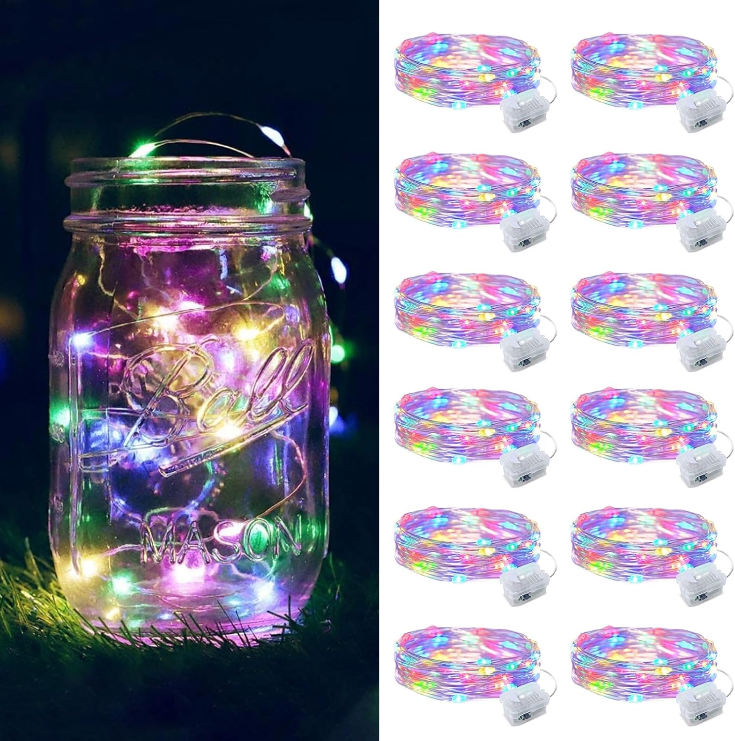 ZGWJ Fairy Lights - 12 Pack Battery Operated 7ft Mini LED String Lights | 3 Modes for DIY Decor