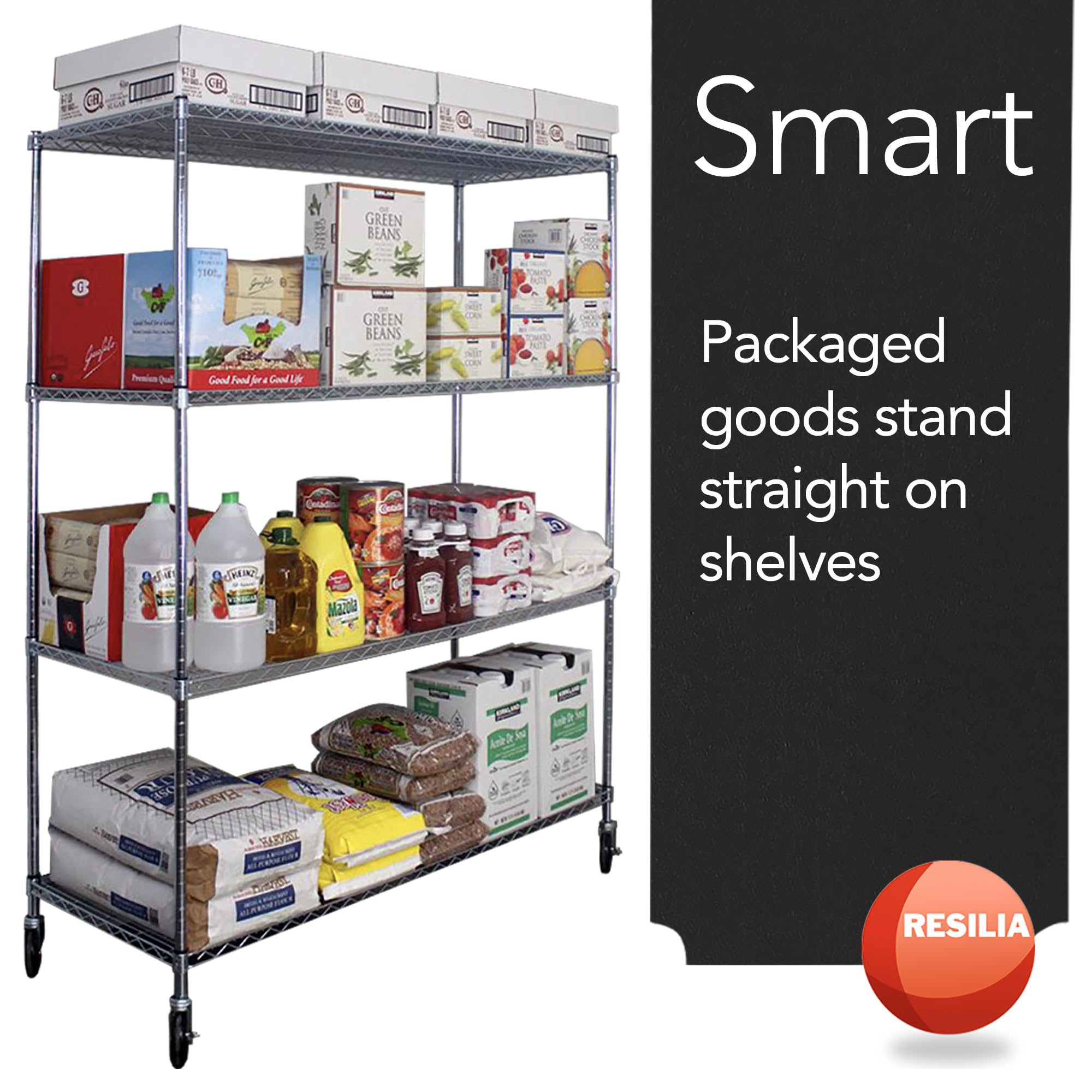 RESILIA Shelf Liner Set for Wire Shelving Rack – 4 Pack, 18 Inch Long x 48 Inch Wide, Black Plastic Vinyl Covers for Kitchen, Pantry, & Garage Racks, Made in The USA