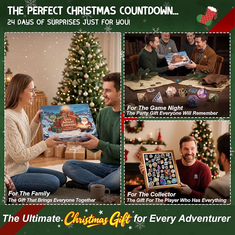 Haxtec DND Dice Advent Calendar 24-Day Mystery Countdown - Luxury Blue+1