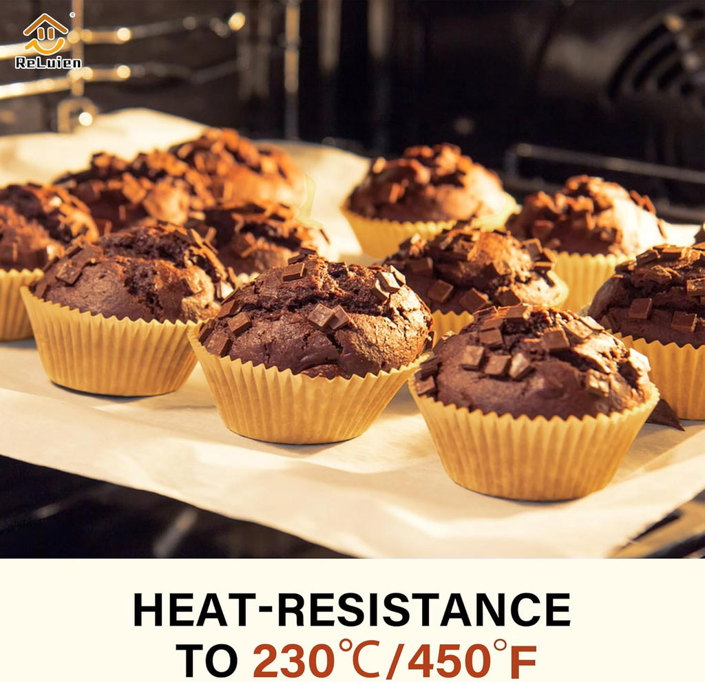 Standard Natural Cupcake Liners - 200 Pcs Greaseproof Parchment Baking Cups for Muffins & Treats